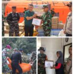 Kolonel Inf Mahmud saat menyerahkan bantuan sembako baik dari Kasad, Kodam I/BB dan Korem 033/WP Kepada Bupati Natuna Wan Siswandi./Kamis (09/03/23)./f.dok.Penrem 033/WP.