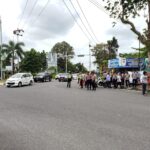 Polresta Tanjungpinang saat pengamanan Unjuk Rasa HMI Tanjungpinang - Bintan di Lapangan Pamedan Ahmad Yani Kota Tanjungpinang Provinsi Kepulauan Riau. Senin (13/03/23)./f.dok.Hms.