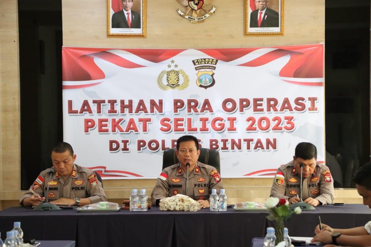Polres Bintan Laksanakan Latihan Pra Operasi Pekat Seligi 2023, Senin (20/03/2023)./f.dok.Hms.