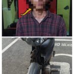 Pelaku dan barang bukti Curanmor yang diamankan Reskrim Polsek Kota Polresta Tanjungpinang, Selasa (23/05/23)/f.dok.Hms.