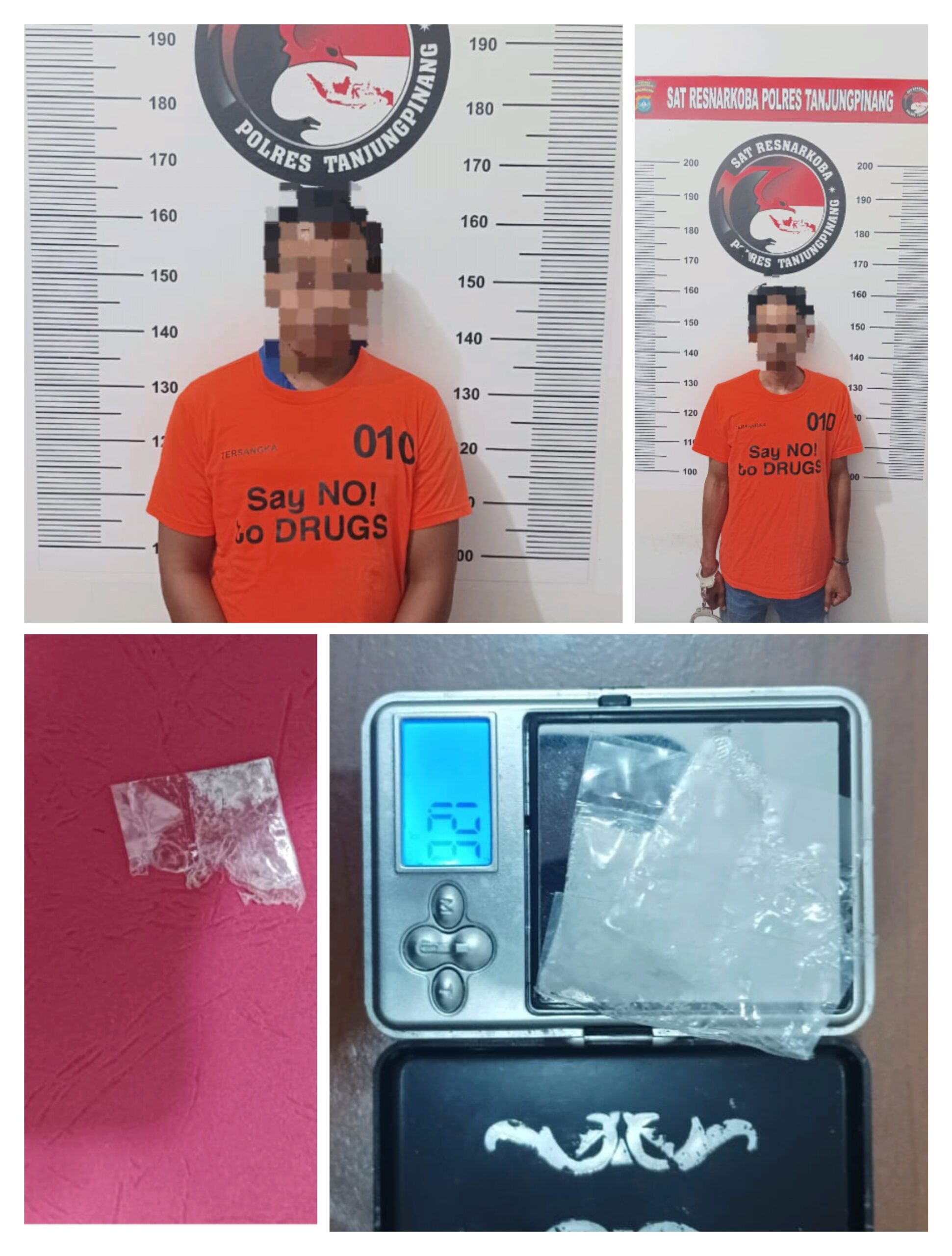 Pelaku dan Barang bukti Narkotika Jenis sabu yang diamankan Satreskoba Polresta Tanjungpinang./f.dok.Red.
