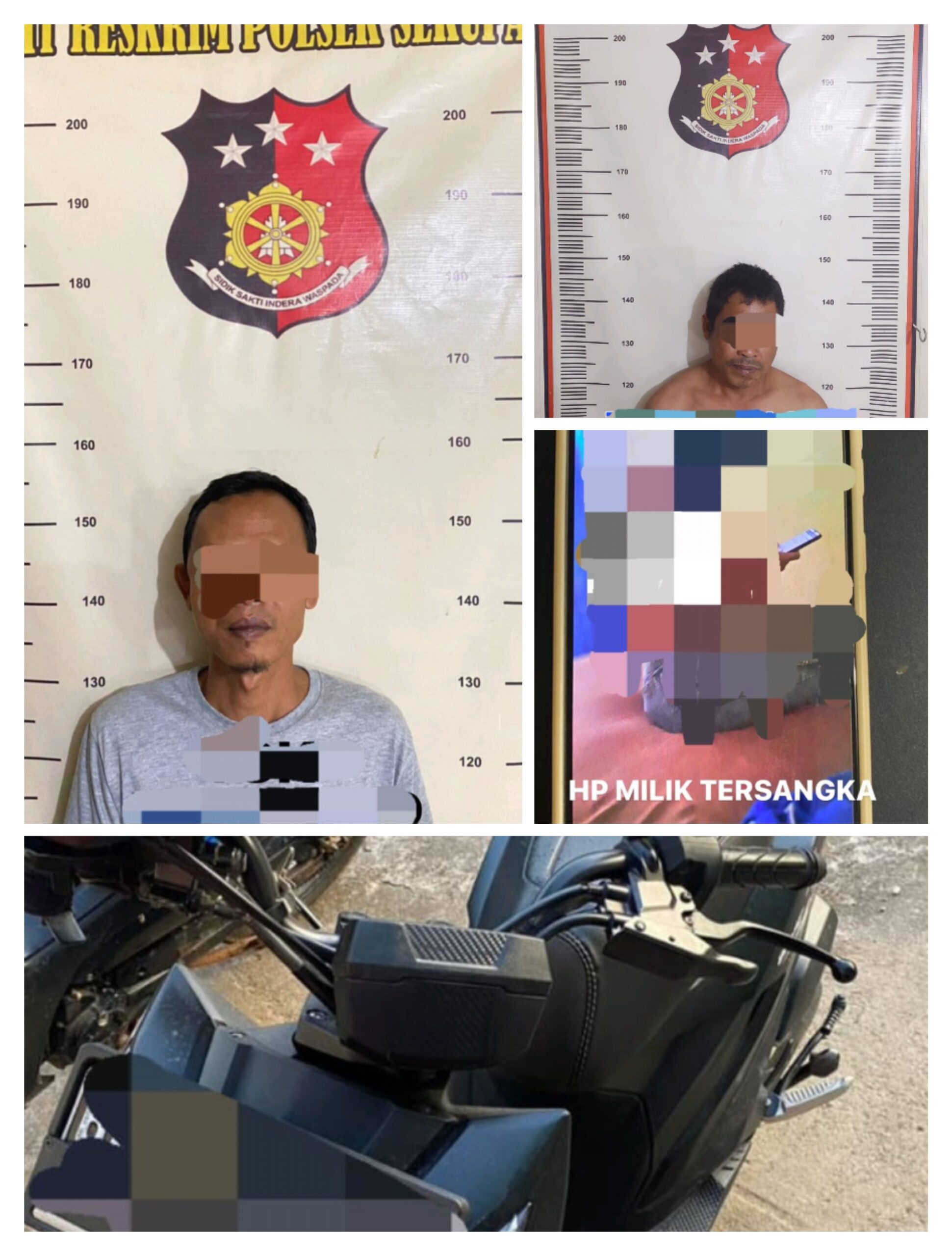 Dua Tersangka Dugaan tindak Pidana Persetubuhan anak dibawah umur, beserta barang bukti yang diamankan Polsek Sekupang Polresta Barelang, Rabu (21/06/23)/f.dok.Red.