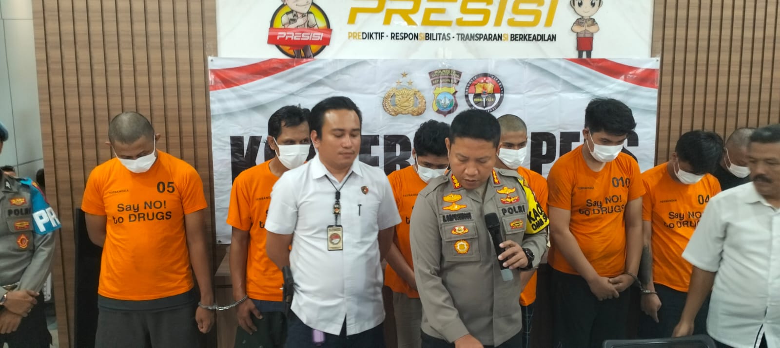 Polresta Tanjungpinang Gelar Konferensi Pers Ungkap Tindak Pidana Narkotika, S di Mapolresta Tanjungpinang, Senin (01/04/24)/F.dik.Rat.